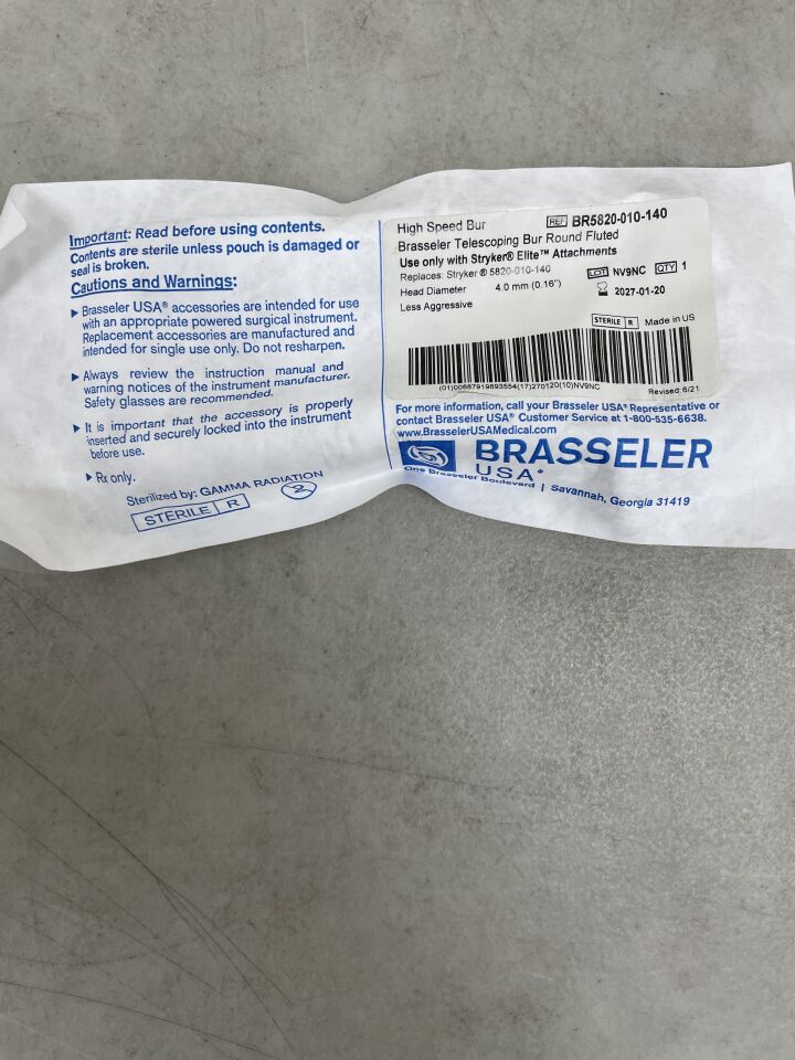 BR5820-010-140 - BRASSELER - Fresa redonda estriada, diámetro de cabeza de 4 mm, tacto suave, (unidad) - (Fecha de caducidad: 20/01/2027)