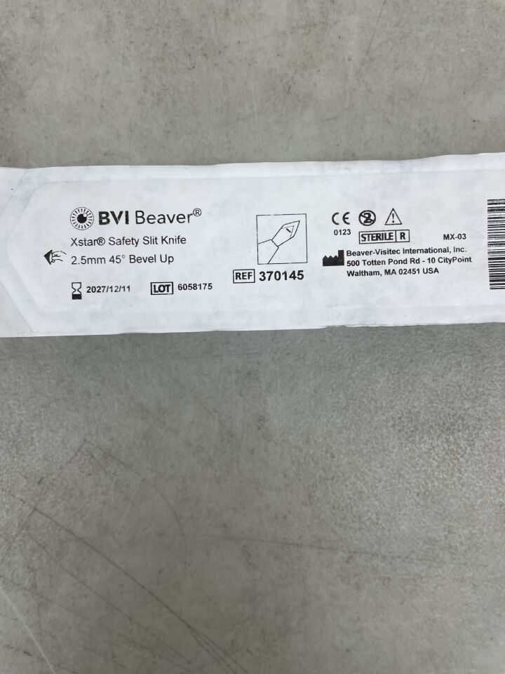 370145 - BVI - Xstar Safety Slit Knife 2.5mm 45degree Bevel Up, (EA) - ( Expiry Date: 2027-12-11 )