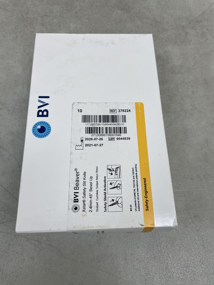 378224 - BVI - Xstar Safety Slit Knife 2.4mm 45degree Bevel Up, (BX/10) - ( Expiry Date: 2026-07-26 )