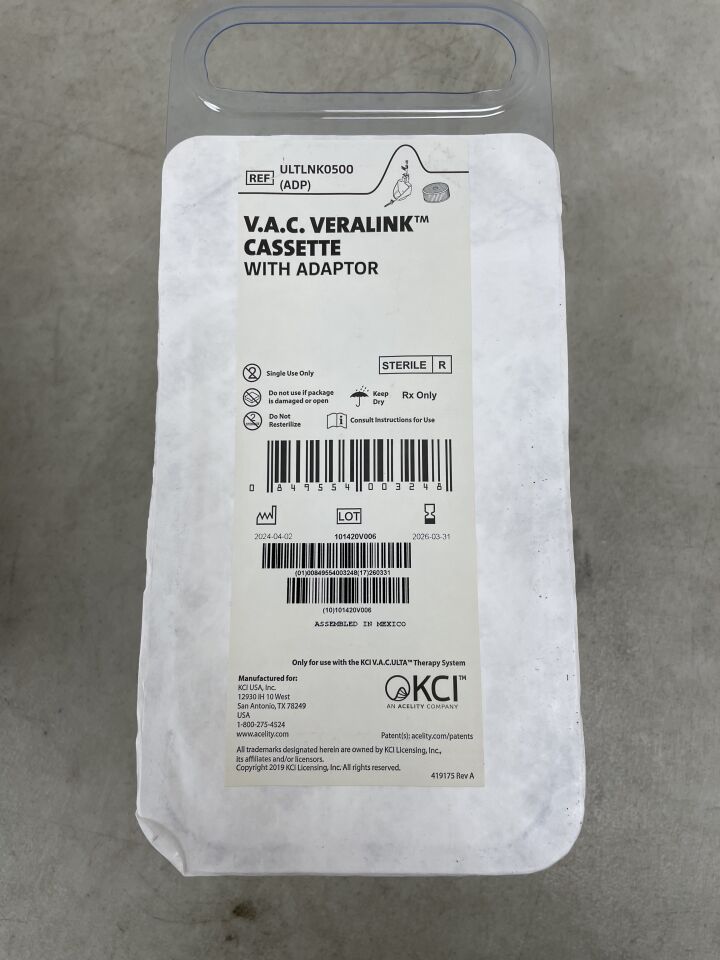 ULTLNK0500 - KCI - V.A.C. VeraLink Cassette, (EA) - ( Expiry Date: 2026-03-31 )