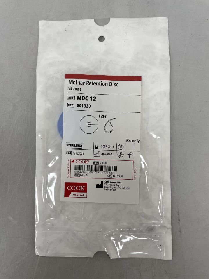 G01320 - COOK - Molnar Retention Disc, Silicone 12F, (EA) - ( Expiry Date: 2029-07-18 )