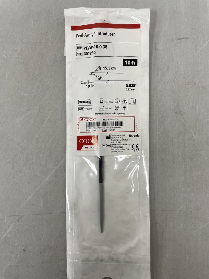 G01980 - COOK - peel-away sheath introducer 10f x 0.038", 15.5cm, () - ( Expiry Date:  )