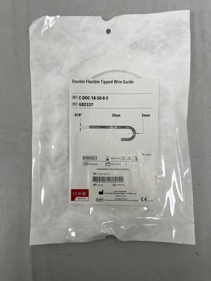 G02337 - COOK - Guía de alambre con punta flexible doble - C-DOC-18-50-0-2 - 0,018" x 50 cm x 2 mm, (unidad) - (Fecha de caducidad: 08/07/2026)