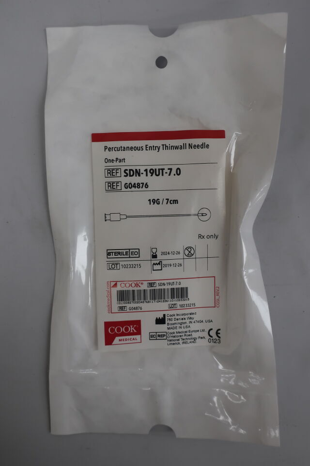G04876 - COOK - Percutaneous Entry Thinwall Needle,  One-Part,  19G/7cm, (EA) - ( Expiry Date: 2026-12-21 )