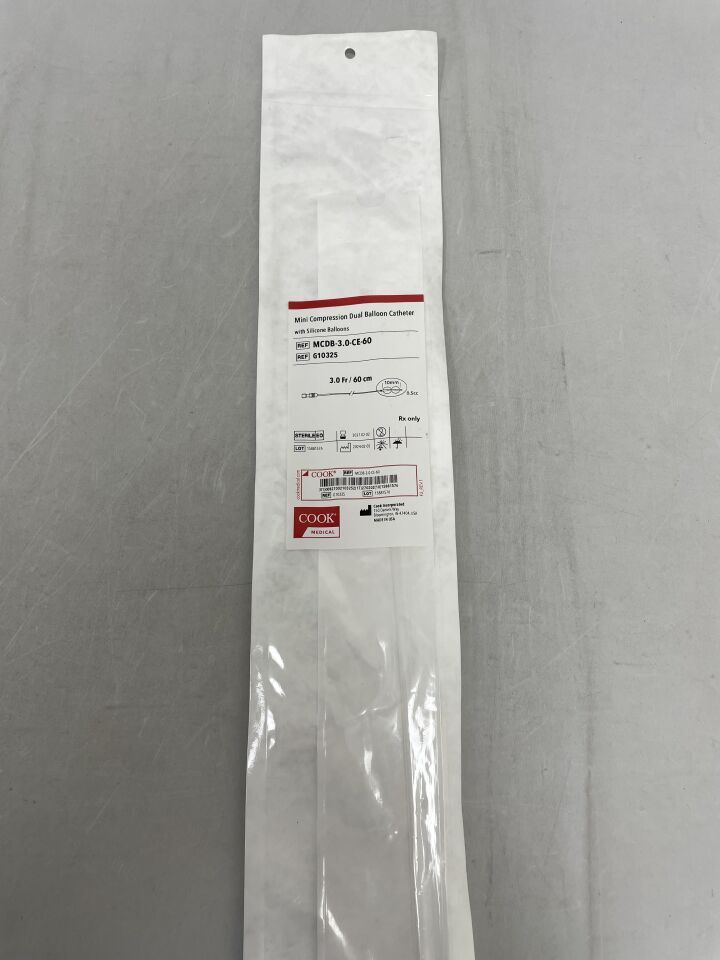 G10325 - COOK - 迷你壓縮雙球囊導管，帶矽膠球囊，3F x 60cm，（EA）-（有效期至：2027-02-02）