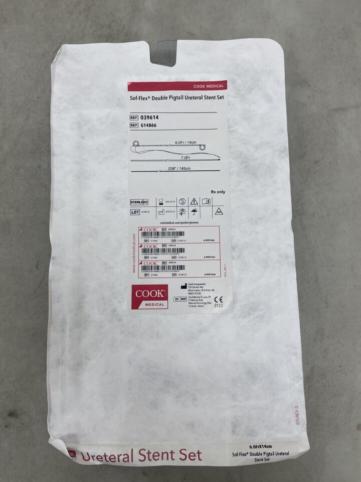 G14866 - COOK - Sof-Flex 雙豬尾輸尿管支架套裝，小號帶繫繩 6F x 14mm，（EA）-（有效期至：2027-07-31）