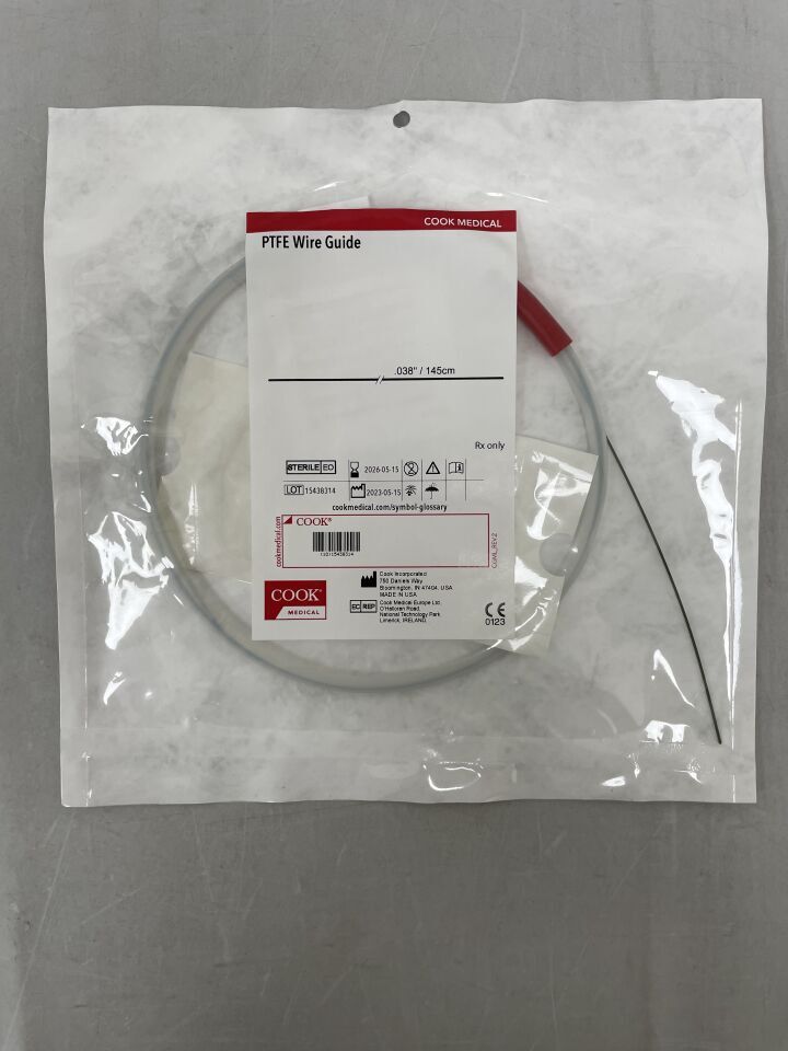 G16876 - COOK - PTFE 導線器，0.38 英寸/145 厘米，（EA）-（有效期至：2026-05-15）