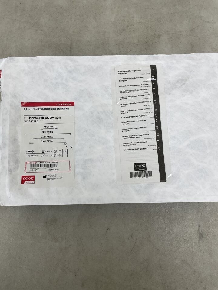 G55722 - COOK - Fuhrman 胸膜/氣胸心包引流托盤 7F x 15cm，（EA）-（有效期至：2026-11-30）