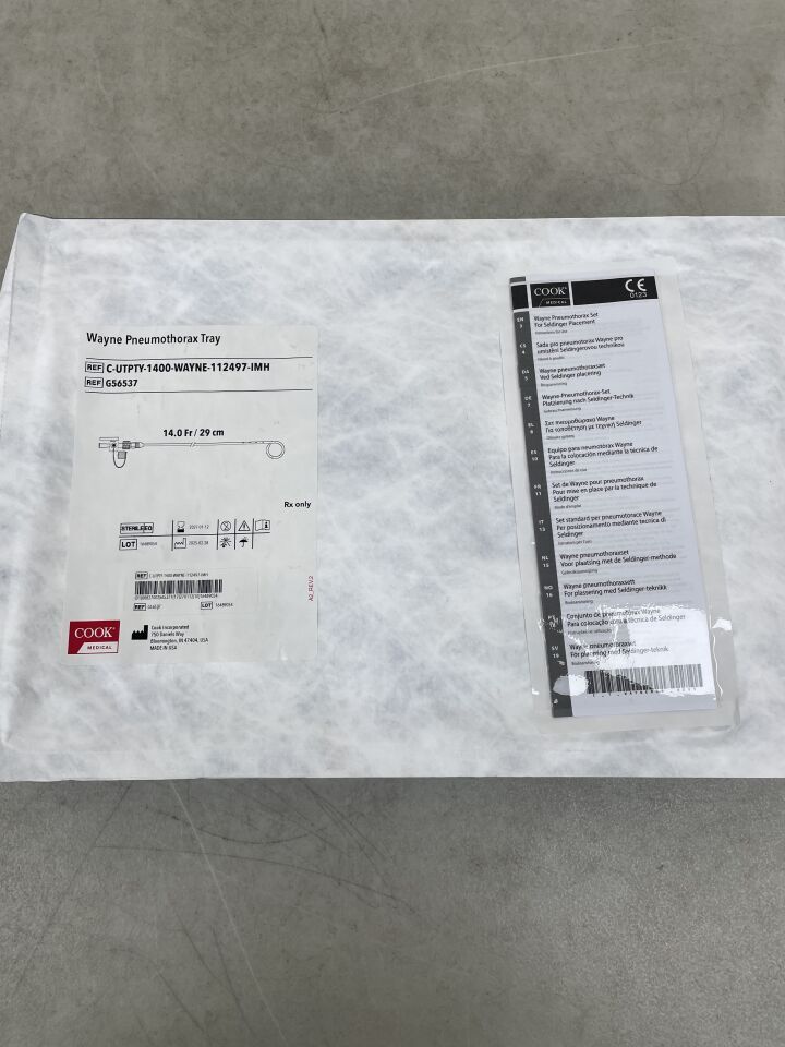 G56537 - COOK - Wayne 氣胸托盤 - C-UTPTY-1400-WAYNE-112497-IMH - 14.0Fr x 29cm，（EA）-（有效期至：2027-01-12）