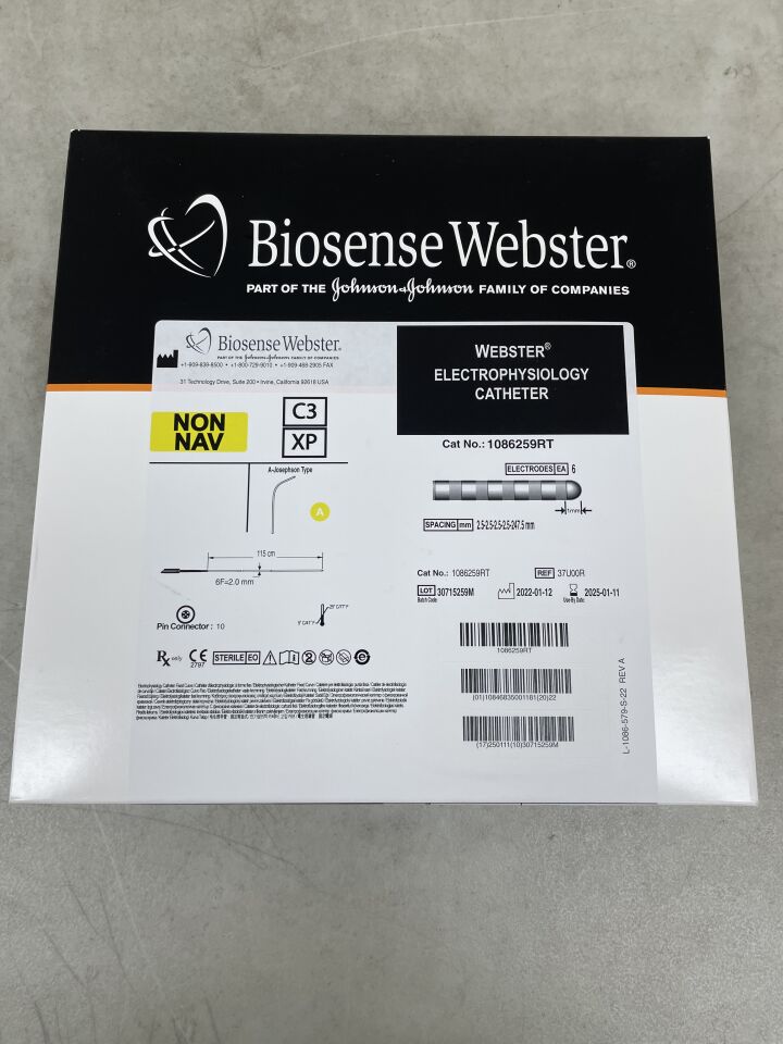 1086259RT - BIOSENSE WEBSTER - WEBSTER Electrophysiology Catheter - Fixed Curve - NON NAV - 2-2-2-2-250mm - A-Josephson Type/Yellow - 6Fr x 115cm, (BX/1) - ( Expiry Date: 2025-01-11 )