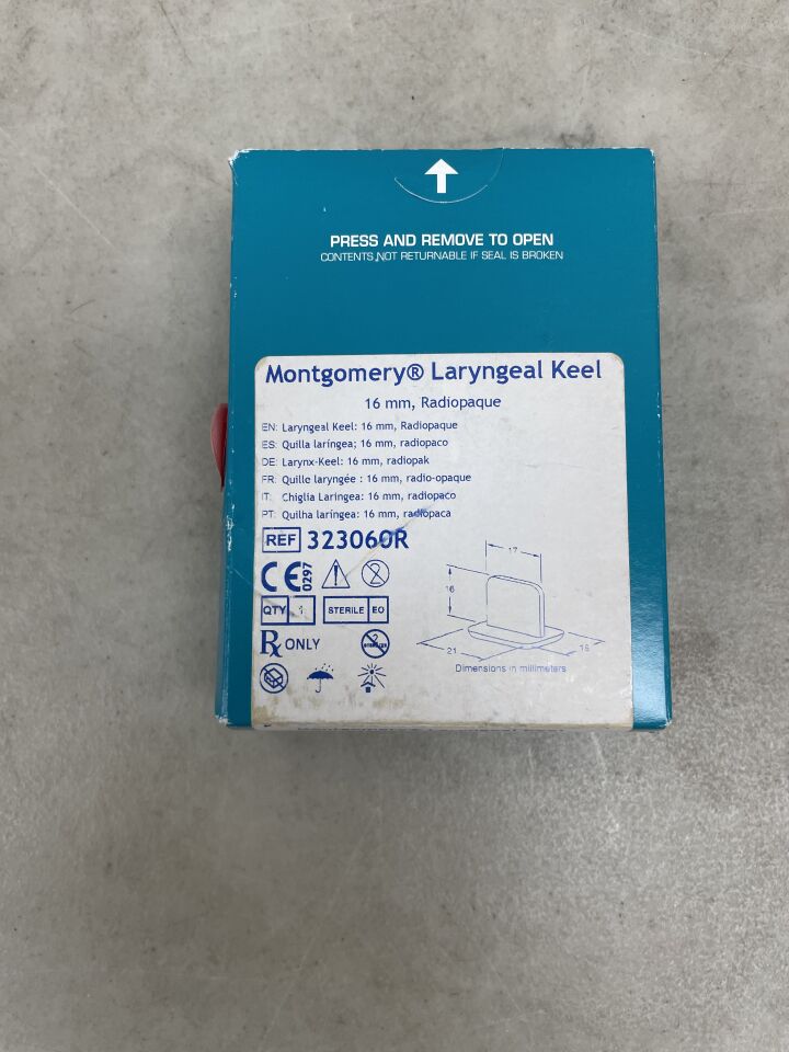 323060R - BOSTON MEDICAL - Montgomery Laryngeal Keel Size: 16 mm; Type: Radiopaque, (BX/1)