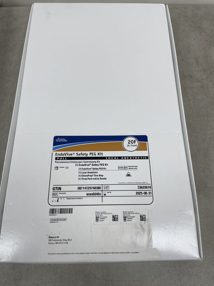 6646 - BOSTON SCIENTIFIC - EndoVive Safety PEG Kit (Percutaneous Endoscopic Gastrostomy) - Pull - Local Anesthetic - 20Fr, (BX/1) - ( Expiry Date: 2025-08-31 )