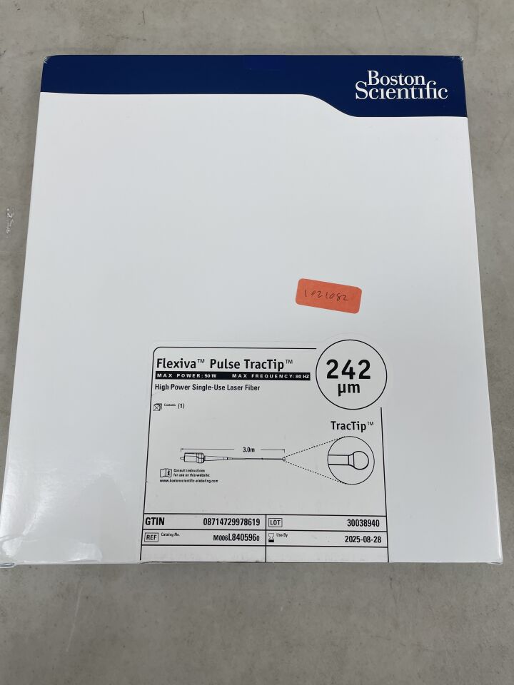 L840596 - BOSTON SCIENTIFIC - Flexiva Pulse TracTip High Power Laser Fiber, Max Power 50W, Max Frequency 80HZ, 242 µm, (BX/1) - ( Expiry Date: 2025-08-28 )