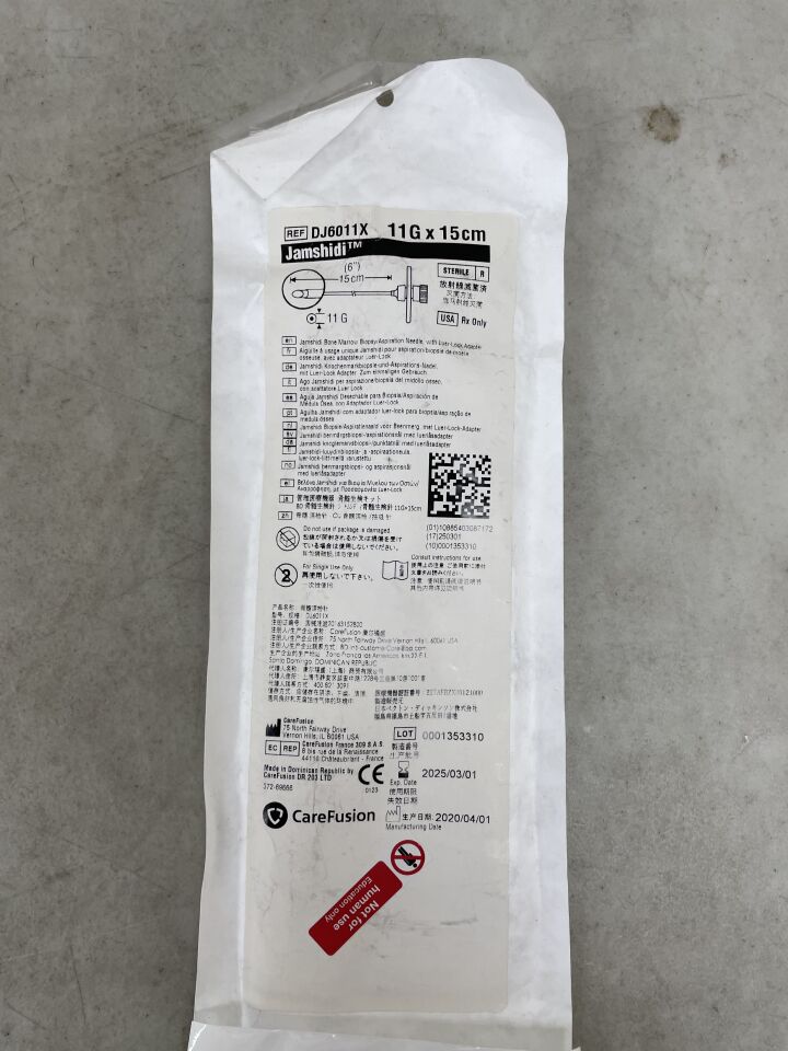 DJ6011X - CAREFUSION - Jamshidi Bone Marrow Biopsy / Aspiration Needle 11G x 15cm, (EA) - ( Expiry Date: 2025-03-01 )