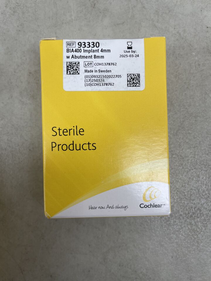 93330 - COCHLEAR - Baha BIA400 Implant, 4mm w/Abutment 8mm, (BX/1) - ( Expiry Date: 2025-03-24 )