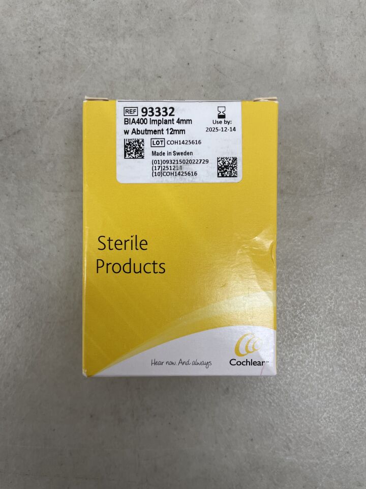 93332 - COCHLEAR - Baha BIA400 Implant, 4mm w/Abutment 12mm, (BX/1) - ( Expiry Date: 2025-12-14 )