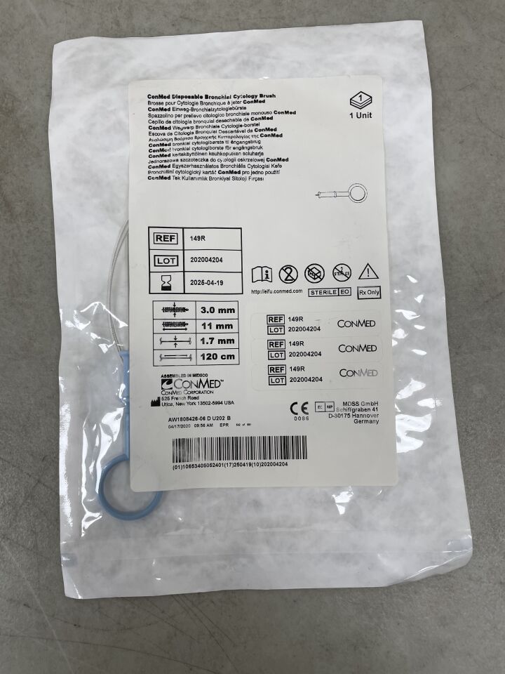 149R - CONMED - DISPOSABLE BRONCHIAL CYTOLOGY BRUSH,  1.7 mm dia. x 120 cm Sheath Length, (EA) - ( Expiry Date: 2025-04-19 )
