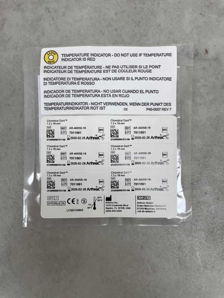 AR-4005B-18 - ARTHREX - dardo condral 1,3 x 18 mm, ( EA ) - ( Fecha de caducidad : 28/02/2026 )