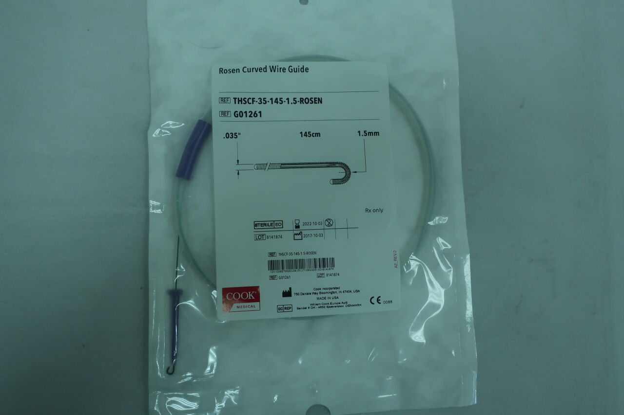 G01261 - COOK - Rosen PTFE Curved Wire Guide 0.035 x 145cm, 1.5mm J, (EA) - ( Expiry Date: 2023-12-17 )
