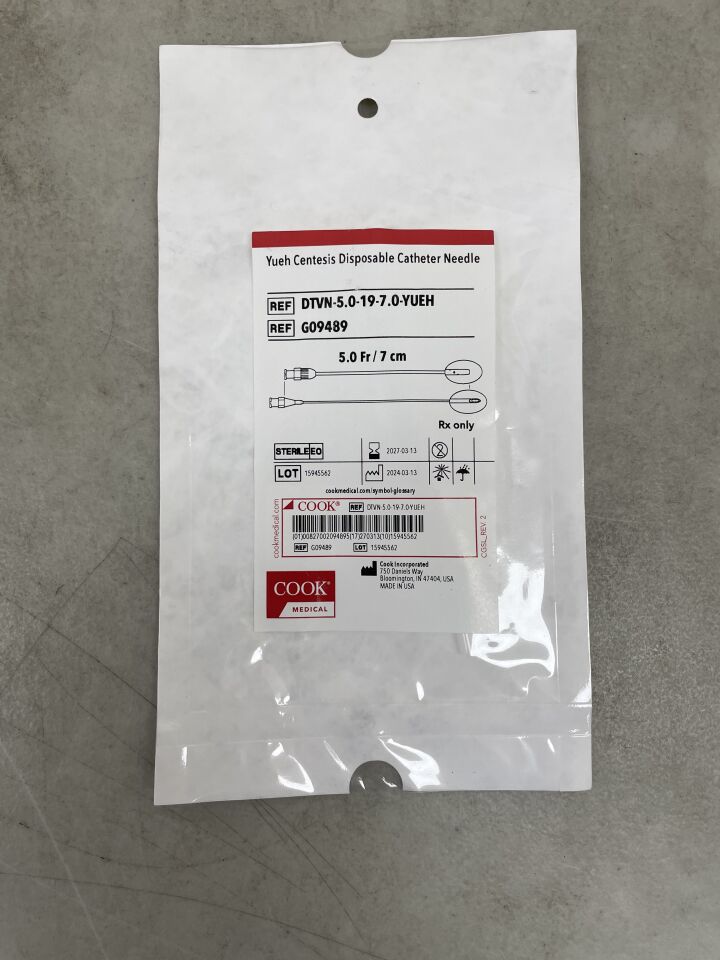 G09489 - COOK - Yueh Centesis 直型導管針 5F x 7cm，（EA）-（有效期至：2027-03-13）