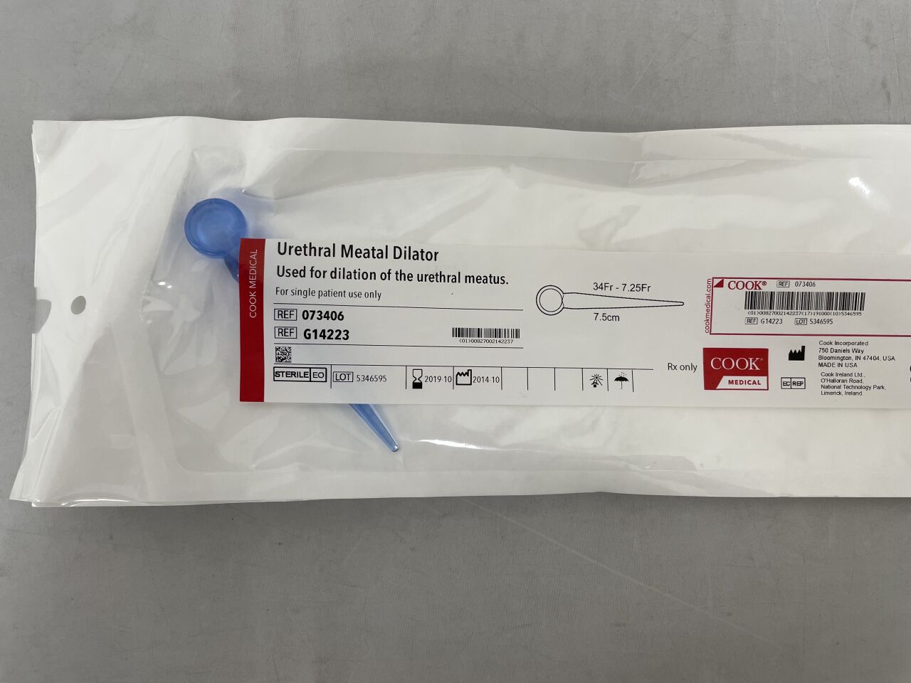 G14223 - COOK - Urethral Meatal Dilator, 34Fr-7.25Fr, 7.5cm, (EA) - ( Expiry Date: 2018-09-30 )