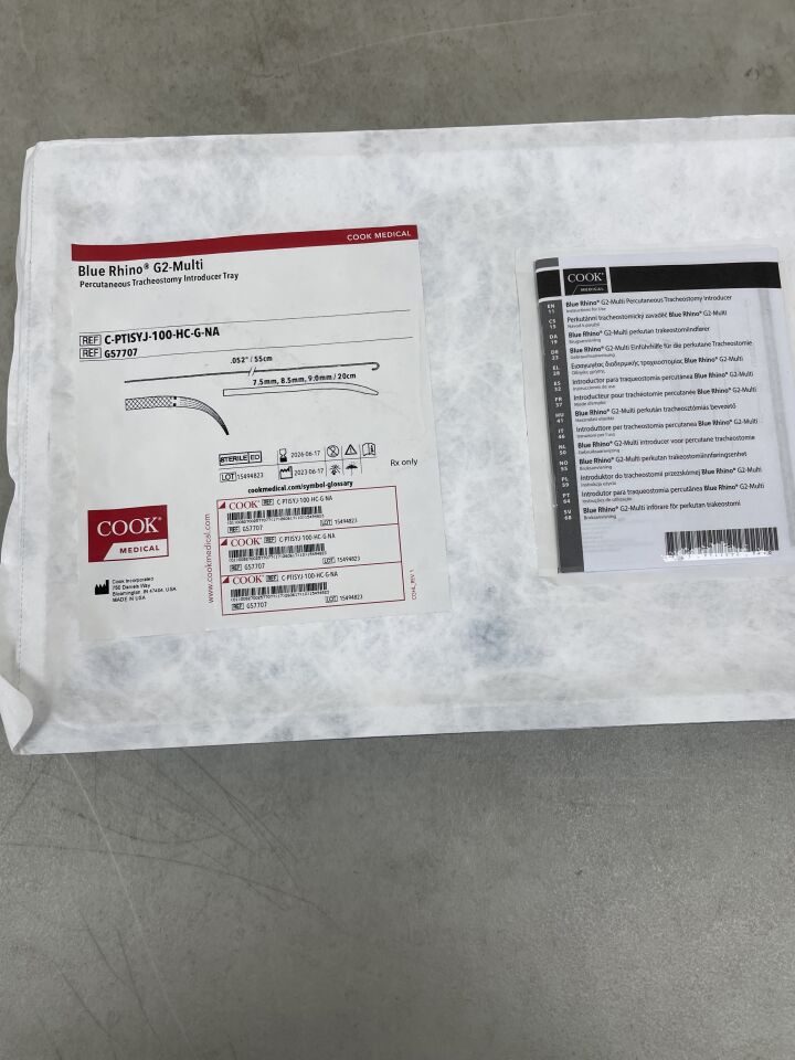 G57707 - COOK - Bandeja introductora para traqueotomía percutánea Blue Rhino G2-Multi (unidad única) - (Fecha de caducidad: 17/06/2026)