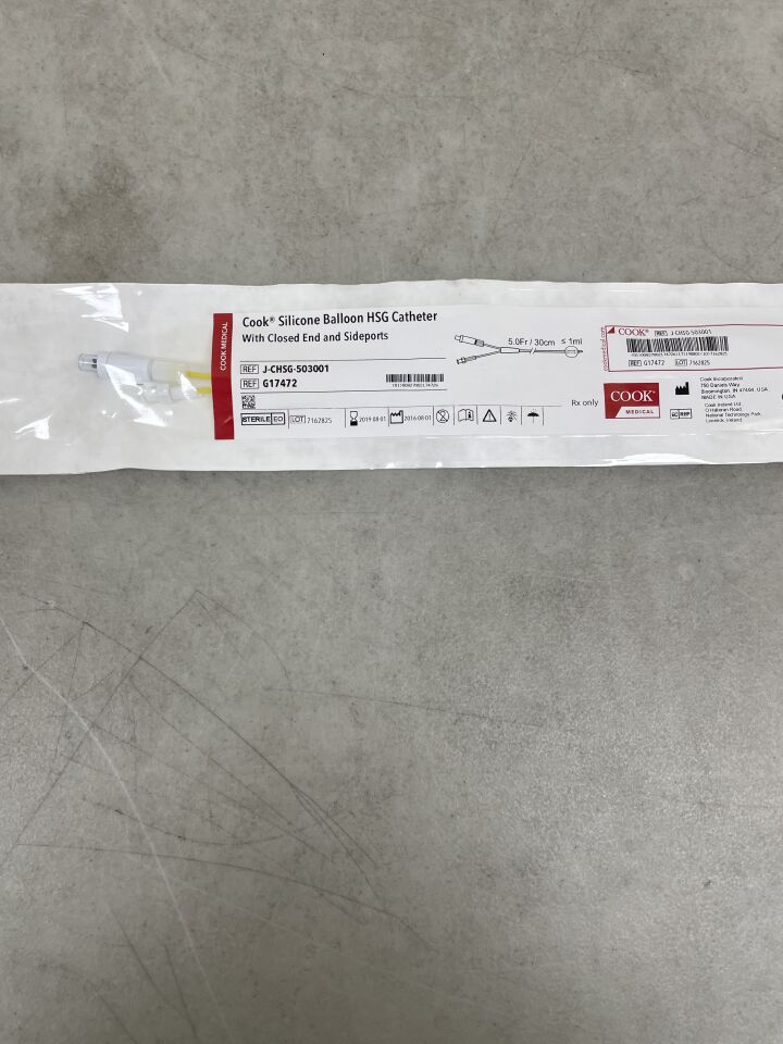 G17472 - COOK - Silicone Balloon HSG Catheter - with Closed End and Sideport- 5.0Fr x 30cm, (EA) - ( Expiry Date: 2019-08-01 )