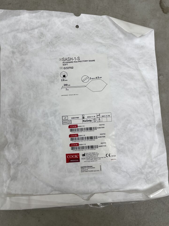 G22702 - COOK - Soft AcuSnare Hexagonal Polypectomy Snare, 3 x 4.5 cm Size, (EA) - ( Expiry Date: 2024-11-16 )
