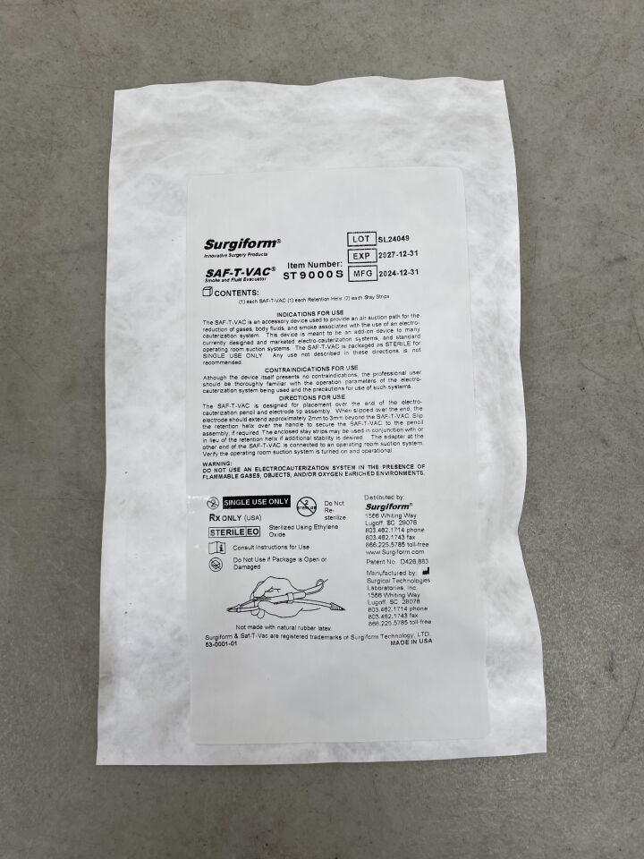 ST9000S - SURGICAL TECHNOLOGIES - Saf-T-Vac Smoke and Fluid Evacuator, (EA) - ( Expiry Date: 2027-12-31 )