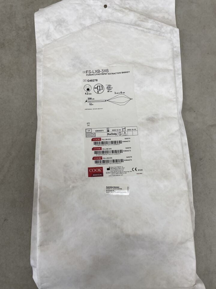 G48278 - COOK - Fusion Lithotripsy Extraction Basket 3cm x 6cm, (EA) - ( Expiry Date: 2025-10-10 )