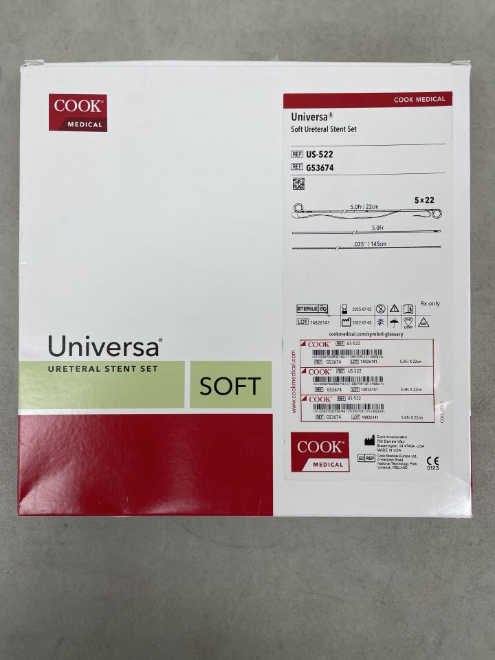 G53674 - COOK - Universa Soft Ureteral Stent Set, 5F x 22cm, (BX/1) - ( Expiry Date: 2025-07-05 )