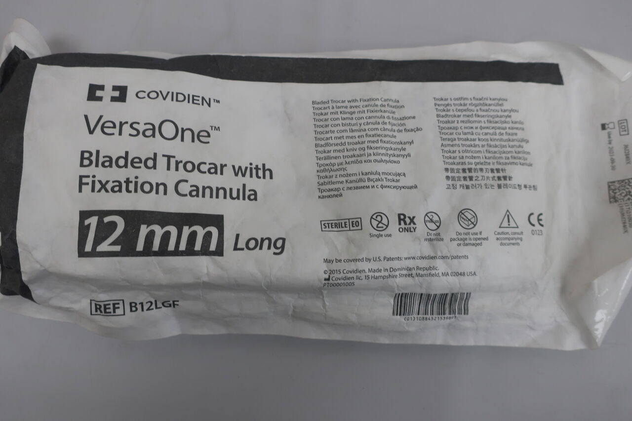 B12LGF - COVIDIEN - VersaOne Bladed Trocar with Fixation Cannula, 12 mm Size, 150 mm Length, (EA) - ( Expiry Date: 2025-09-30 )