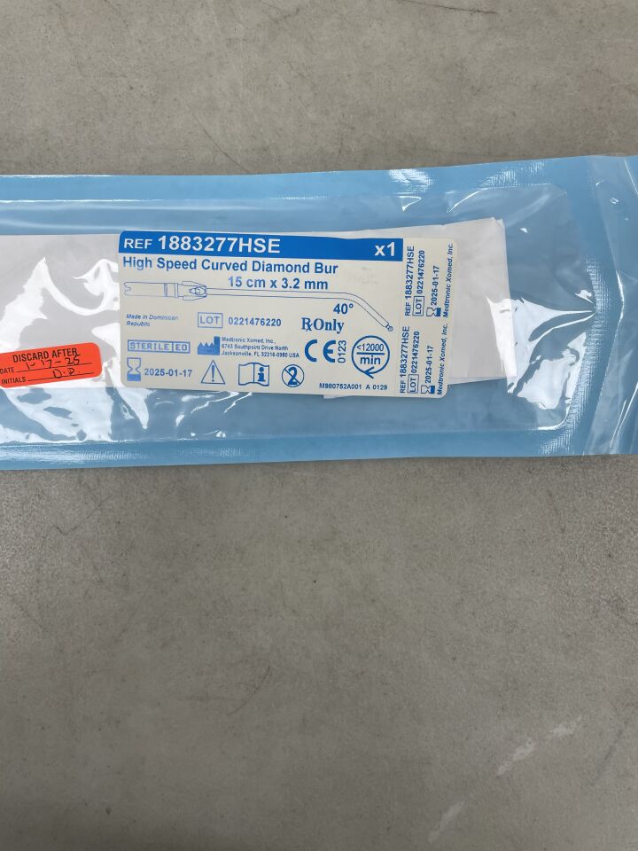 1883277HSE - MEDTRONIC - Anterior Skull Base Diamond Burr, 3.2 mm dia. x 15 cm Length, 40° Angle, (EA) - ( Expiry Date: 2023-09-17 )