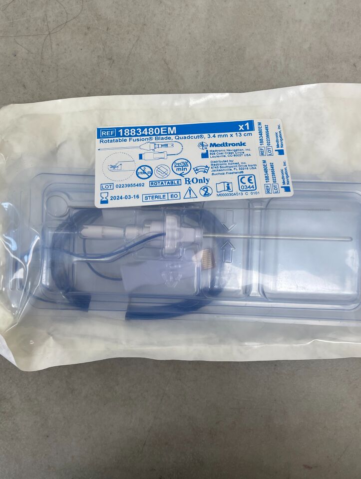 1883480EM - MEDTRONIC - Rotatable Fusion Blade, Quadcut, 3.4mm dia. x 13cm Length,  with Automated EM Tracking, (EA) - ( Expiry Date: 2024-03-16 )
