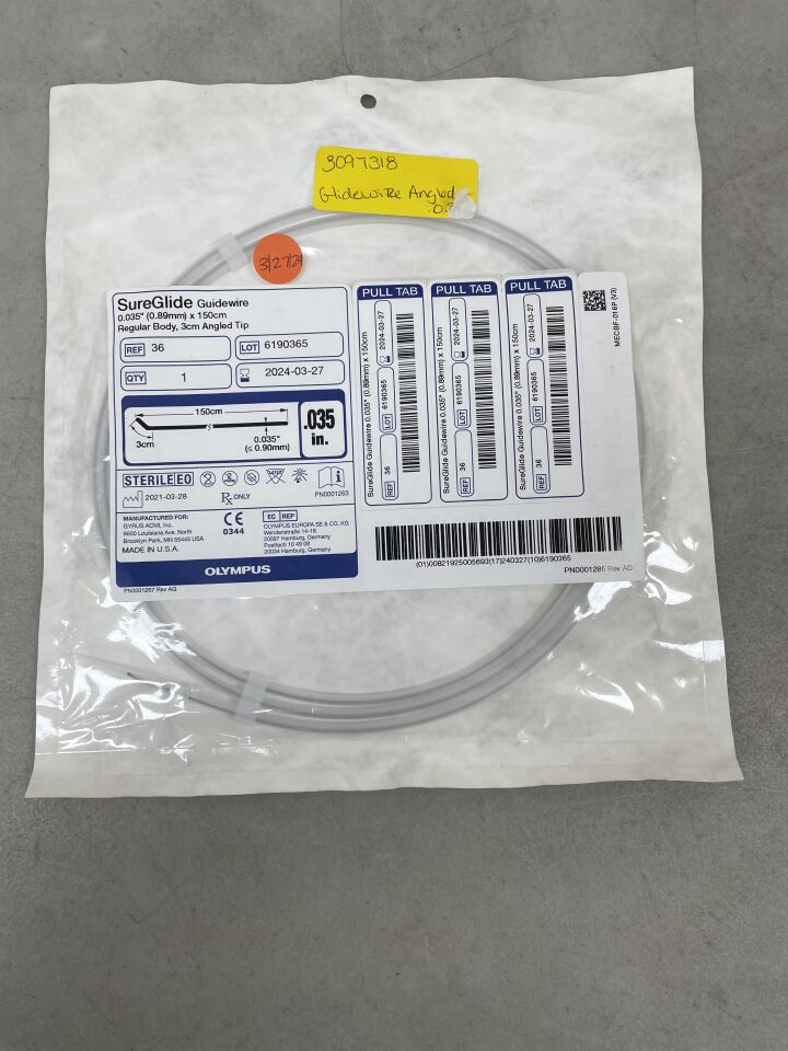 36BX - OLYMPUS - Guidewire 0.035" x 150cm Regular Body, 3cm Angled Tip, (EA) - ( Expiry Date: 2024-03-27 )