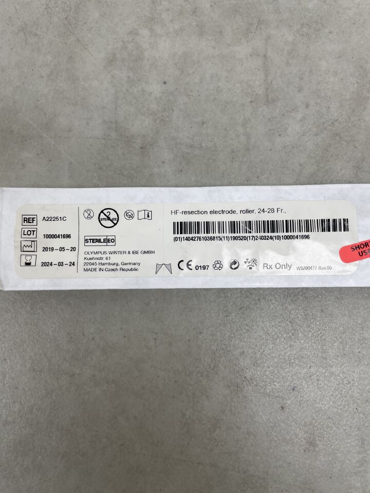 A22251C - OLYMPUS - HF Resection Electrode, Roller, 24 to 28 Fr Size,  12/30 Degree Angle
, () - ( Expiry Date: 2024-03-24 )