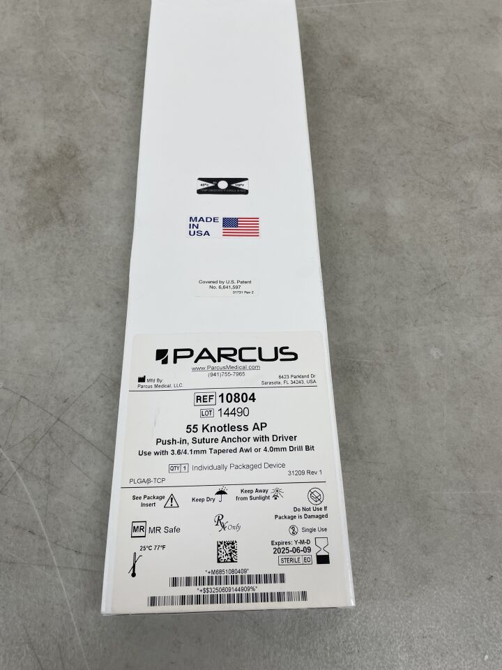 10804 - PARCUS MEDICAL - 55 Knotless AP Push-in Suture Anchor with Driver , (BX/1) - ( Expiry Date: 2025-06-09 )