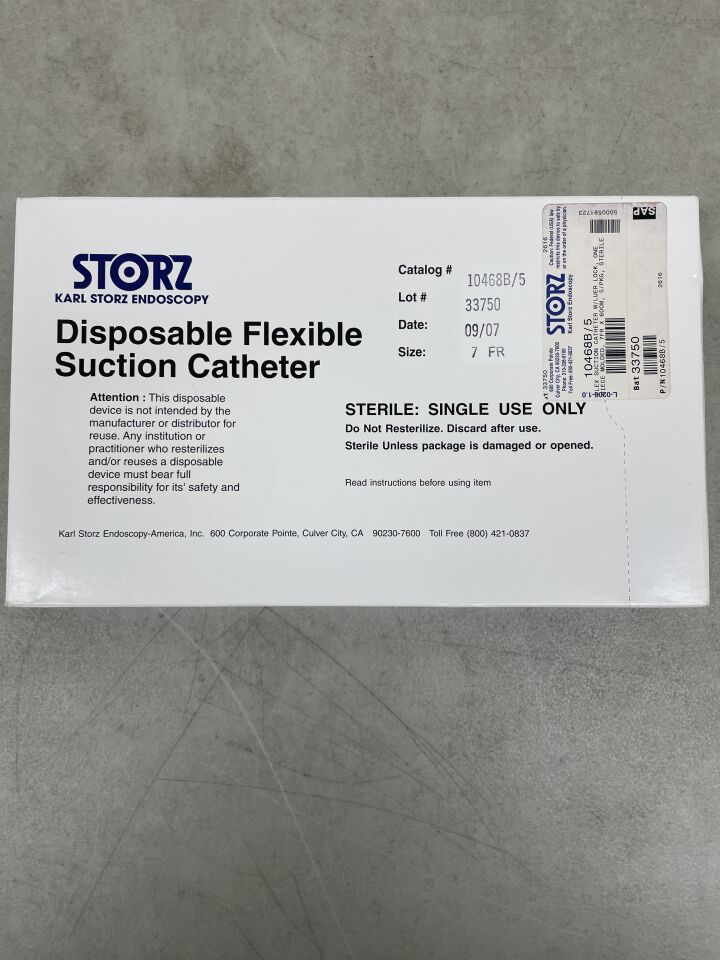 10468B - STORZ - Disposable Flexible Suction Catheter 7F with Adaptor 10479B, (BX/5) - ( Expiry Date: 2012-09-30 )