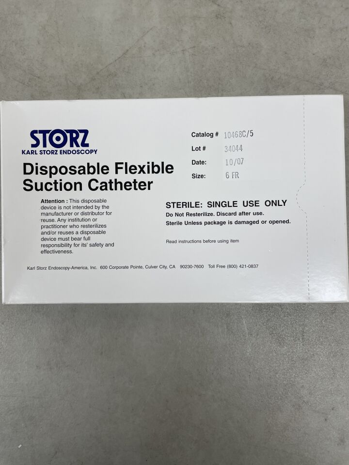 10468C - STORZ - Disposable Flexible Suction Catheter 6F with Adaptor 10479C, (BX/5) - ( Expiry Date: 2012-10-31 )