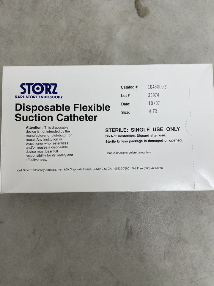 10468D - STORZ - Disposable Flexible Suction Catheter 6F with Adaptor 10479D, (BX/5) - ( Expiry Date: 2012-10-31 )