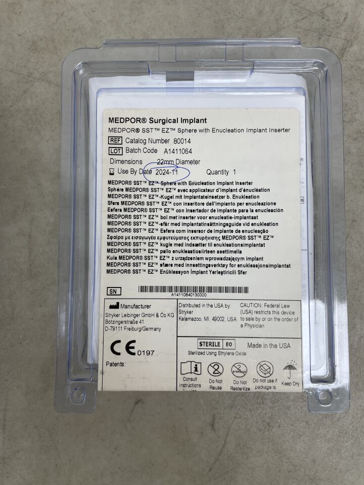 80014 - STRYKER - Medpor Smooth Surface Tunnel (SST-EZ) Sphere 22mm, (EA) - ( Expiry Date: 2024-11-01 )