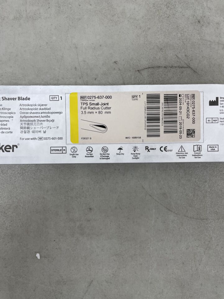 0275-637-000 - STRYKER - TPS Small Joint; Full radius cutter, 3.5mm x 80mm, (EA) - ( Expiry Date: 2024-05-21 )