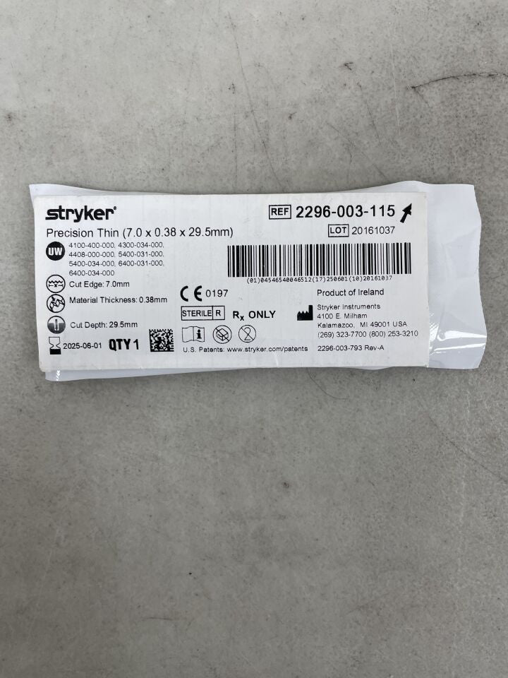 2296-003-115 - STRYKER - Precision Thin Long Narrow Blade, 29.5 L x 7 mm W, (EA) - ( Expiry Date: 2025-06-01 )