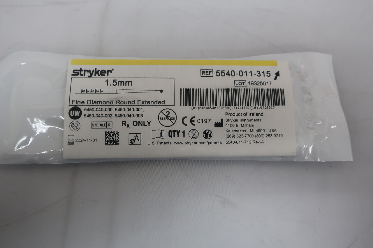 5540-011-315 - STRYKER - Extended Fine Diamond Burr, 1.5 mm Head Diameter, (EA) - ( Expiry Date: 2023-07-01 )