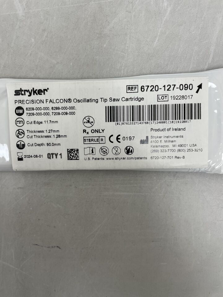 6720-127-090 - STRYKER - Precision Falcon 90mm Oscillating Tip Saw Cartridge, (EA) - ( Expiry Date: 2024-08-01 )