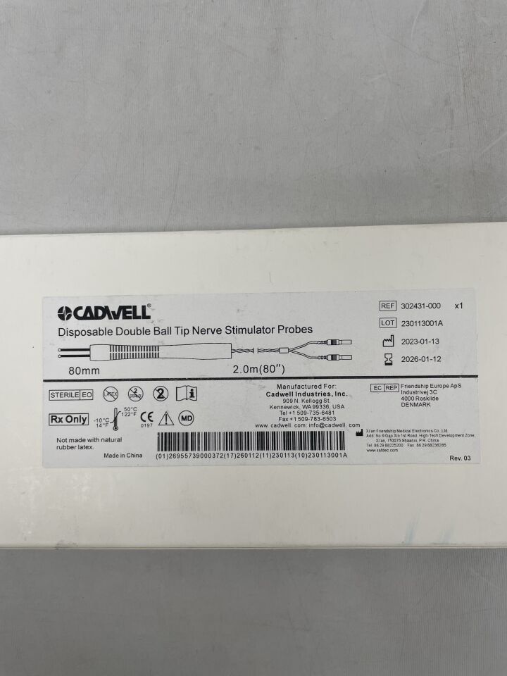 302431-000 - CADWELL - Sonda de estimulación nerviosa desechable con punta de bola doble (caja/1) - (Fecha de caducidad: 12/01/2026)