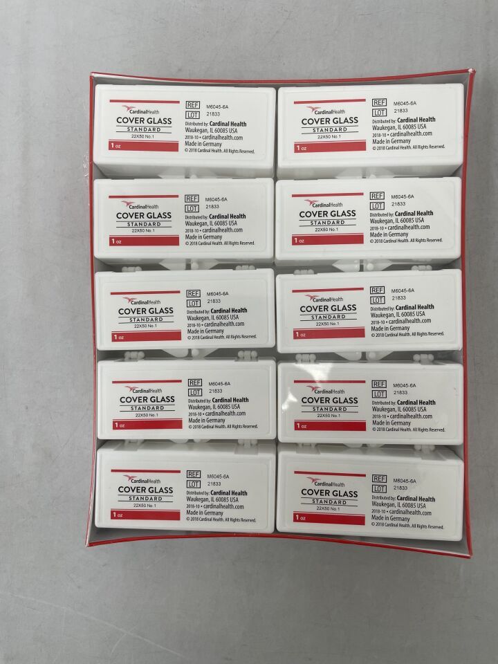 M6045-6A - CARDINAL HEALTH - CUBIERTA DE VIDRIO, Estándar 1 oz, 22 x 50 mm, (Caja/10) - (Fecha de vencimiento: 2099-12-31)