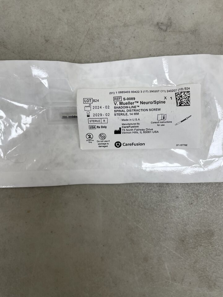 S-0089 - CAREFUSION - V. Mueller Neuro/Spine Shadow-Line Spinal Distraction Screw, 14 MM , (EA) - ( Expiry Date: 2029-02-07 )