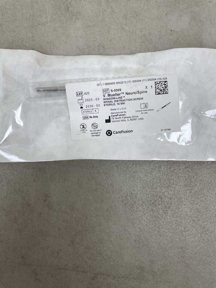 S-0089 - CAREFUSION - V. Mueller Neuro/Spine Shadow-Line Spinal Distraction Screw, 14 MM , (EA) - ( Expiry Date: 2030-03-04 )