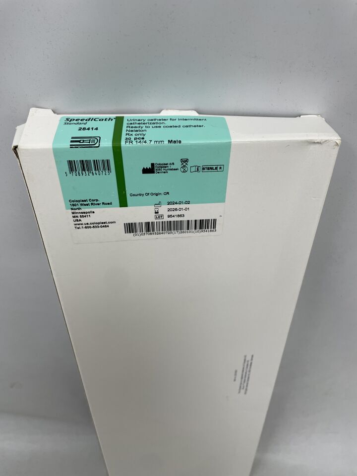 28414 - COLOPLAST - SpeediCath con recubrimiento hidrofílico/estéril, 14 Fr, macho, (caja de 30) - (Fecha de caducidad: 01/01/2026)